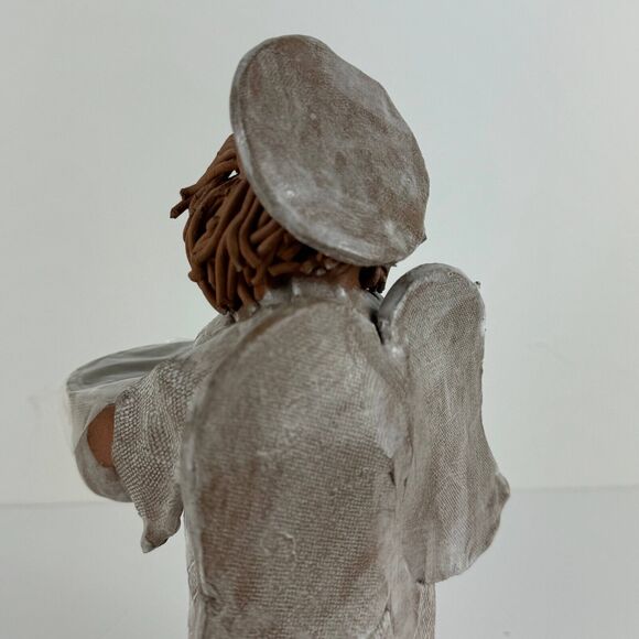 vintage clay pottery candle tealight holder angel choir folkart sculpture figure - Picture 7 of 15
